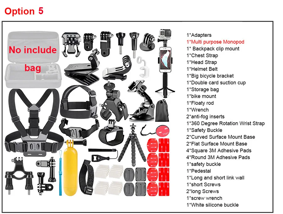 Для Gopro набор аксессуаров для go pro hero 7 6 5 4 комплект крепления для SJCAM для SJ4000/для xiaomi для yi 4 k для eken h9 VS84