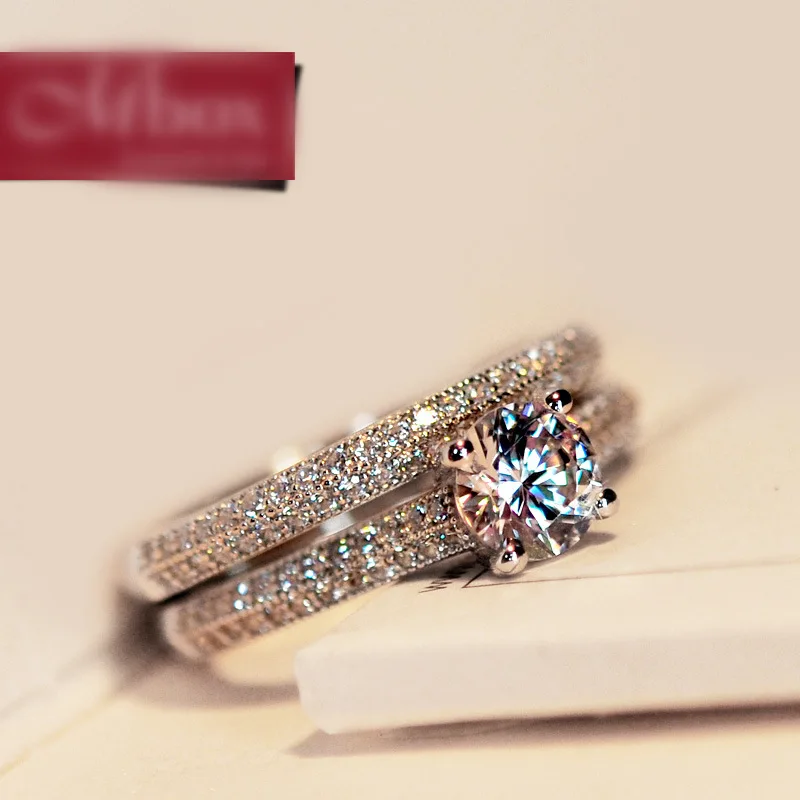 Lateefah Luxury Female White Bridal Wedding Ring Set Fashion Silver Filled Jewelry Promise CZ Stone Engagement Rings For Women | Украшения