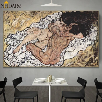 

Artist Egon Schiele Naked Embrace Abstract Art Style Canvas Print Painting Poster Wall Pictures for Living Room Home Decor