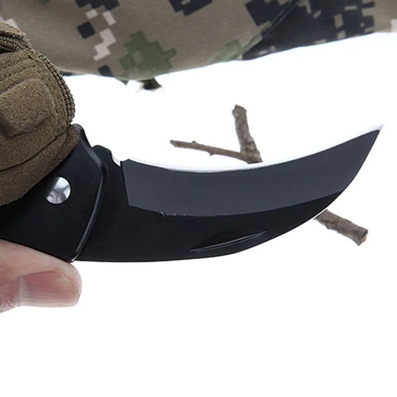Mini portátil de cuchillo plegable de Camping táctico plegable anillo al aire libre herramientas de caza de acero clave cuchillo de supervivencia