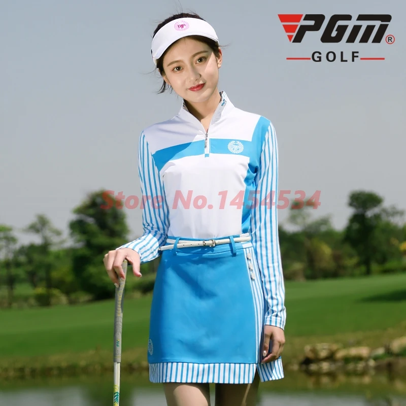 Tênis de Golfe Roupas de Senhora Conjunto de Manga Camiseta + Saia de Golfe Correr Roupas Femininas Anti-suor Longa Verão Saias Senhora Jérsei Pgm