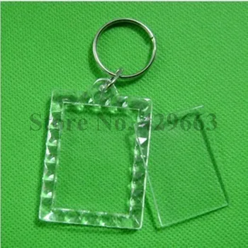 

5000pcs/lot Rectangular lace DIY Acrylic Blank Picture Frame Keychains Transparent Blank Insert Photo Keychains