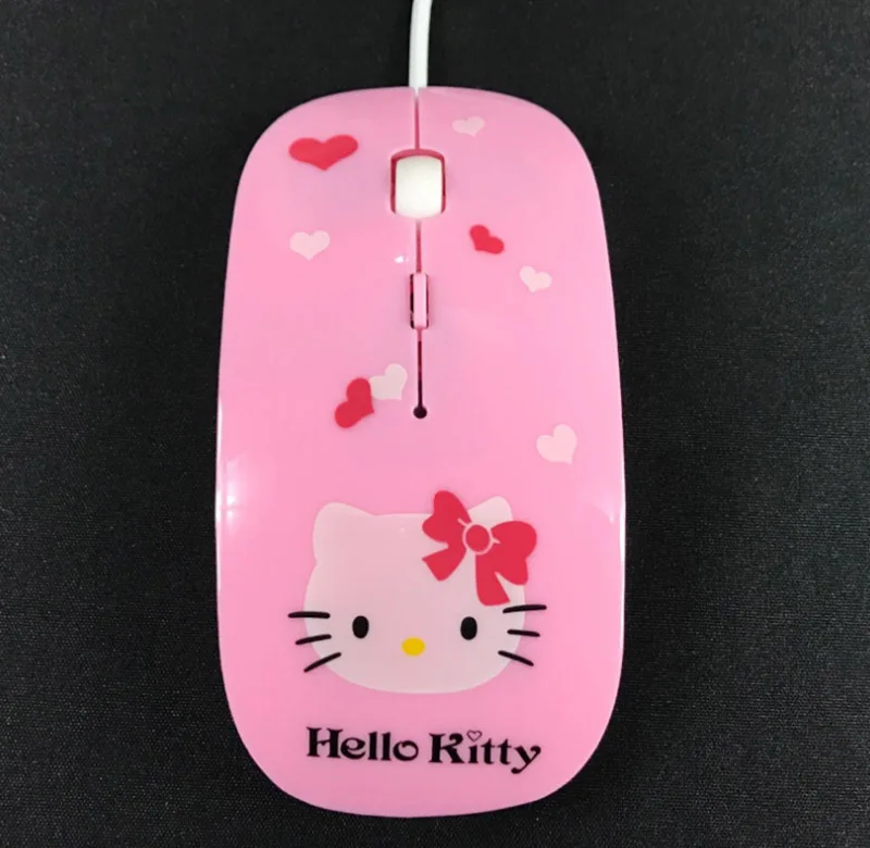 

Fashion Wired Cartoon Hello Kitty Mouse 3D Pink Girls Gift Optical USB Gamer Mice For Computer PC Laptop Notebook