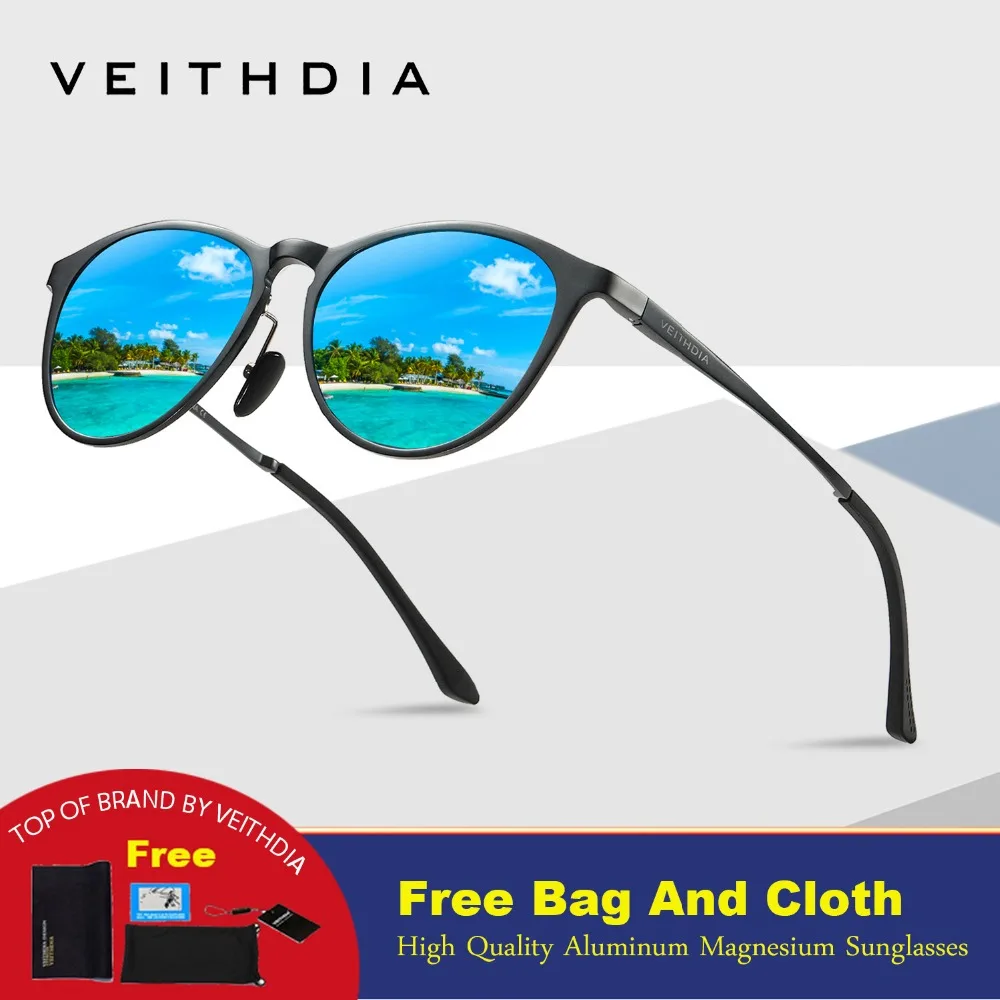 VEITHDIA, унисекс, Ретро стиль, алюминий, магний, зеркальные солнцезащитные очки, поляризационные линзы, винтажные очки для вождения, солнцезащитные очки для мужчин/женщин, 6625