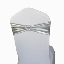 100 шт металлик серебро золото спандекс повязка на стул круглый стул с пряжкой ленты для свадебной вечеринки украшения стул Декор