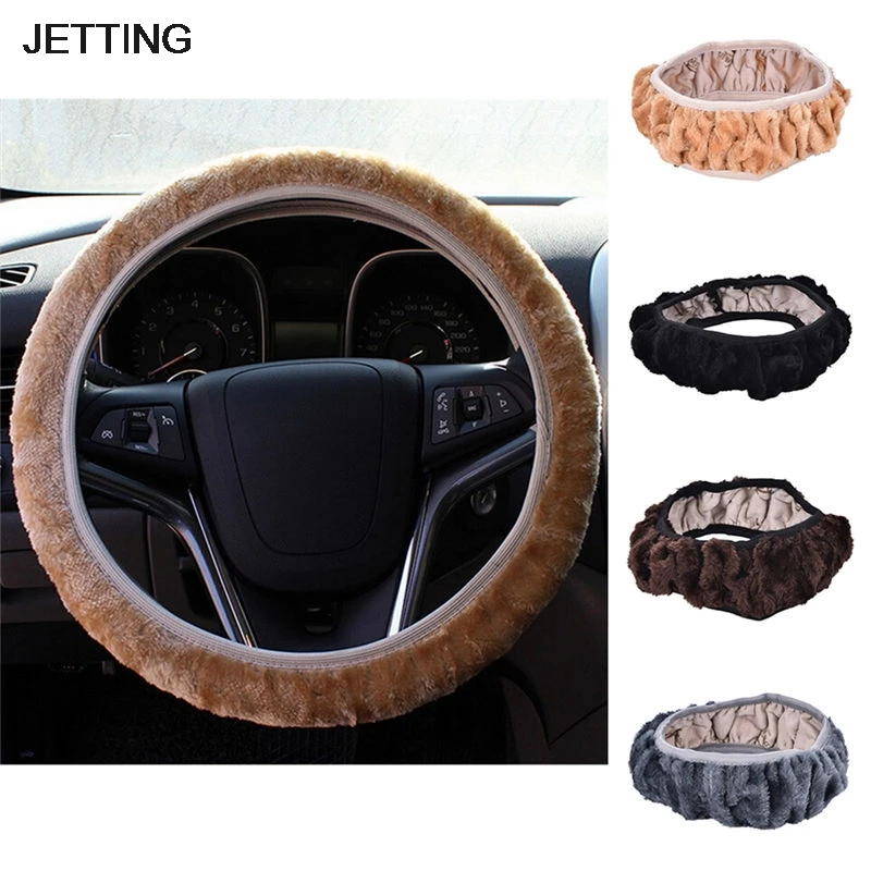 JETTING Luxury DIY Long Plush Warm Fur Car Steering Cover Woolen Handbrake Winter Car Accessory JETTING Luxury DIY Long Plush Warm Fur Car Steering Cover Woolen Handbrake Winter Car Accessory