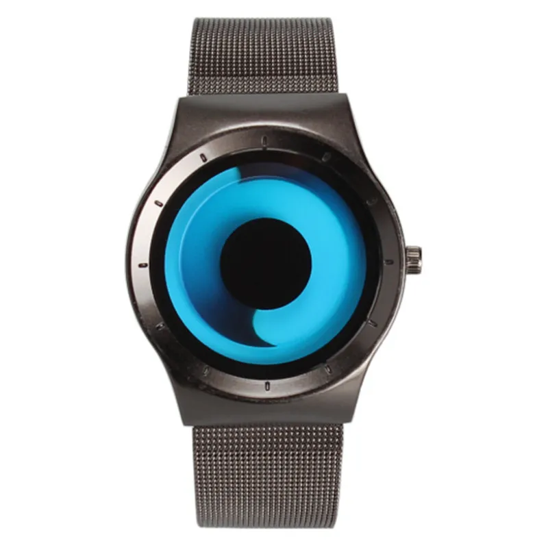 

2019 Quartz Women Ladies Gradient Color Vortex Fish Shape Watch Stainless Steel Watches Luxury Men WristWatch Relogio Feminino
