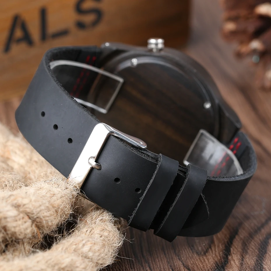 Natural Sandalwood Watches Modern Compass Dial Men's Bamboo Quartz-Watch Soft Genuine Leather Casual Male Clocks Reloj de madera 2017 Gifts (20)