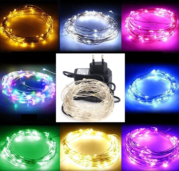 Aliexpress.com : Buy LED String Light 10m 100leds Silver Wire Fairy Lights with 12V 1A Power ...