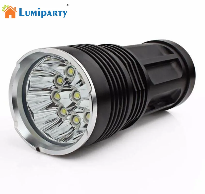 

LumiParty Small Gun Single Flashlight 10x Cree XML T6 LED Flashlight Black Use 18650 Battery for Outdoor Camping Lighting