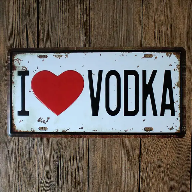 "I Love Vodka/Beer/Whiskey" Tin Sign 2