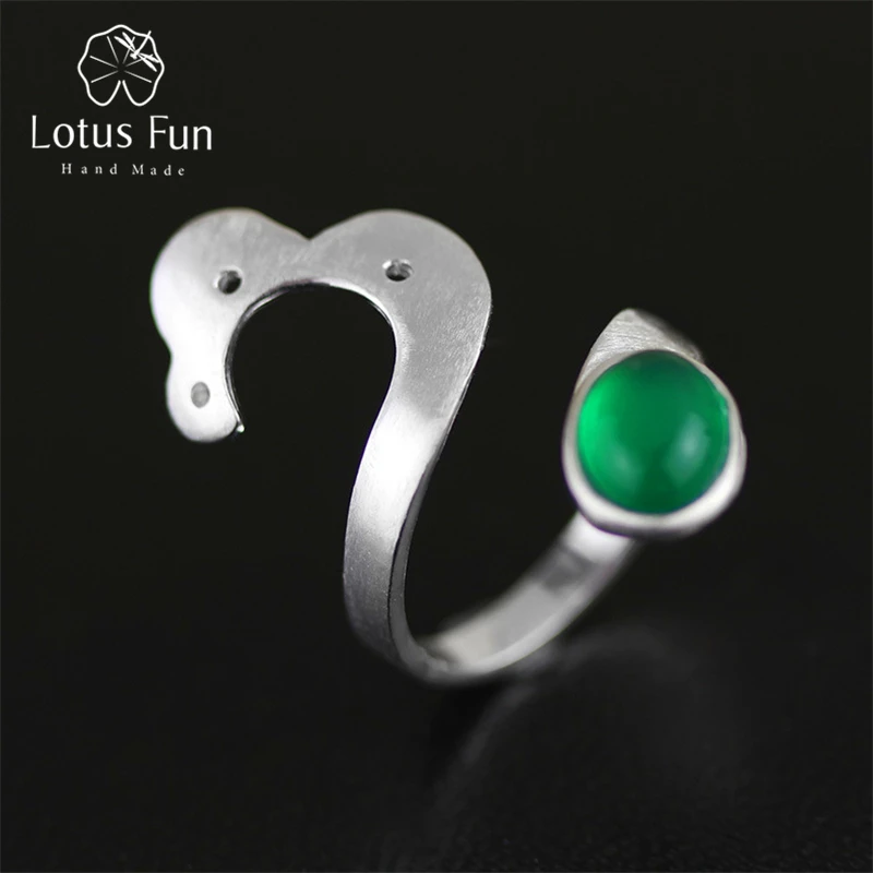 

Lotus Fun Real 925 Sterling Silver Natural Chalcedony Stone Original Handmade Designer Fine Jewelry Vintage Female Rings Bijoux