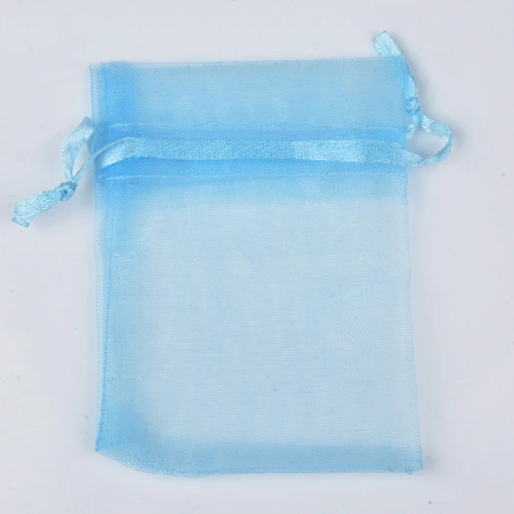 50 шт. 5x7 см Цветная декоративная упаковка с завязкой сумки и сумки маленькие сумки из органзы ювелирные изделия для подарка на помолвку выбор цвета - Цвет: 21 light blue