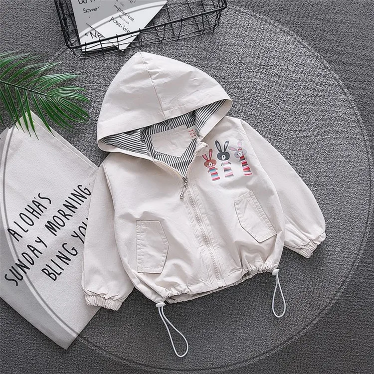 Fanfiluca  Autumn Baby Girls Coat Spring Children Outwear For Fashion Girls Zip Hooded Cartoon Rabbit Sport Coats For 3T Kids00029