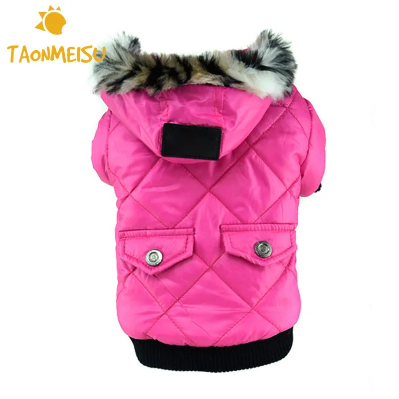 

Faux Fur Collar Warm Fleece Military Dog Coat Double-layer fabric Dog Jacket Clothing For Pet Dogs Costume
