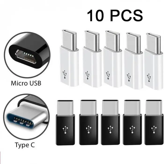 

10PCS Type C Adapter Male to Micro USB Female USB C OTG Adapter Support Data Sync Adaptador Usb Tipo C For Samsung Note 9 Huawei
