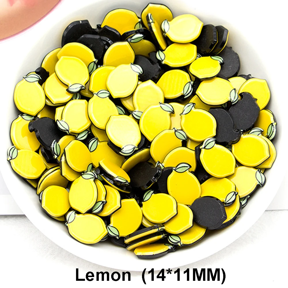 

100pcs/lot Small Size Fresh Fruits Flatback Resin Lemon Orange Planar Resin Cabochon DIY Craft Hair Bow Center Accessories AE13