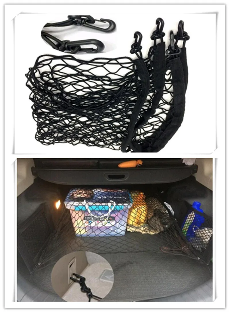 Car Mesh Cargo Net Holder Trunk Auto Elastic Storage 4 Hook For Volvo