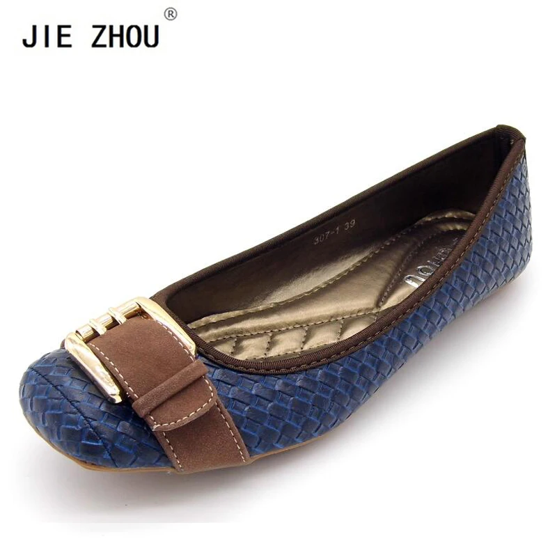 

Buckle knitted Women Single Shoes Square Toe Ballet Flats Soft Bottom Fashion Work Shoes Woman Flat shoes