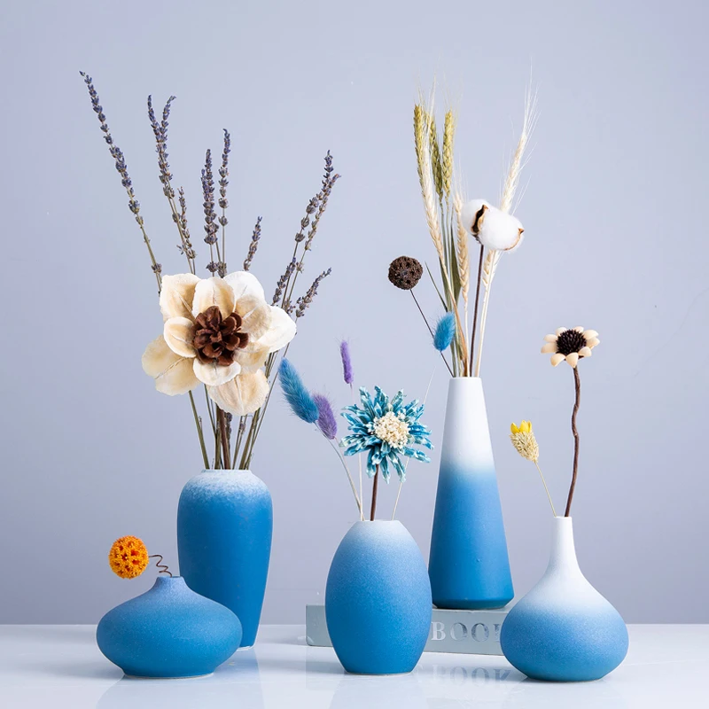 

New Blue Ceramic vase Mini Small vases Porcelain flower vase Flowerpot decorativos Crafts home decoration accessories modern