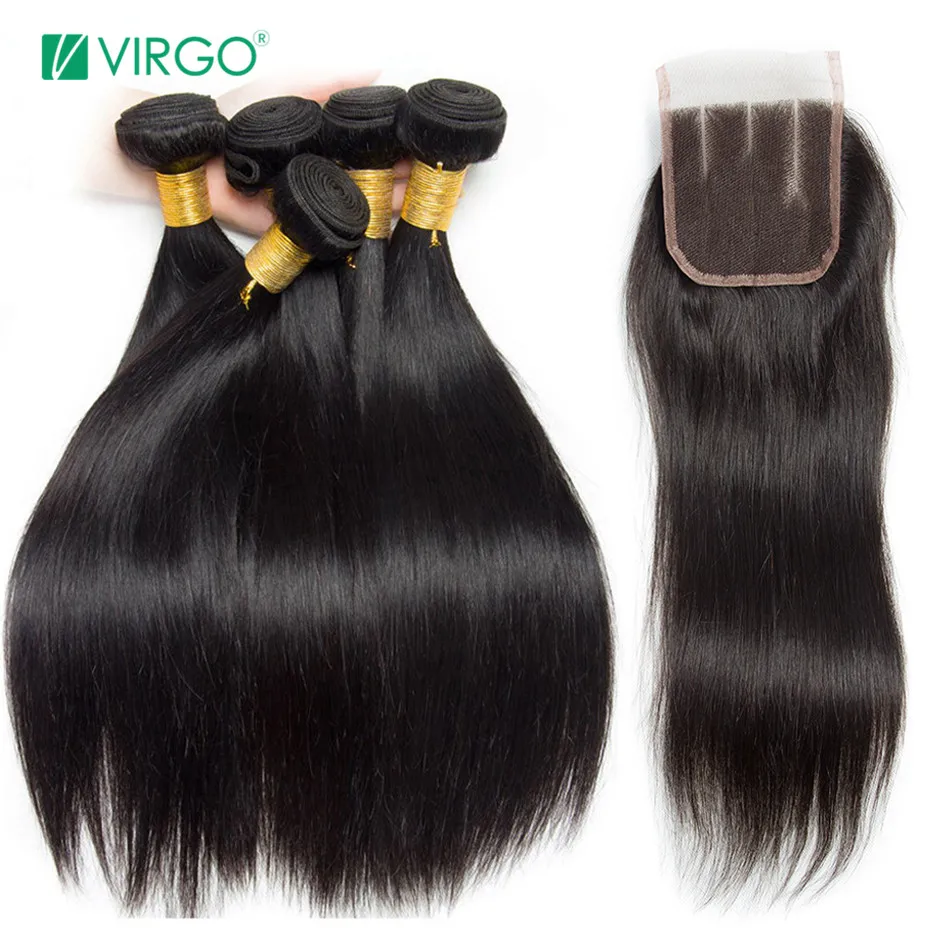 Peruvian Straight Human Hair Bundles With Closure 3 Bundles Deal With Closure 4 Pcs/Lot Virgo Hair Bundles Non Remy Middle Part Peruvian Straight Human Hair Bundles With Closure 3 Bundles Deal With Closure 4 Pcs/Lot Virgo Hair Bundles Non Remy Middle Part