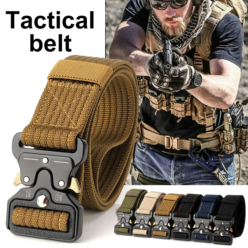 

Tactical Waist Straps Training Belt Emergency Survival Adjustable Hunt Durability Tactical Belt 6Color Zinc Alloy Buckle Outdoor