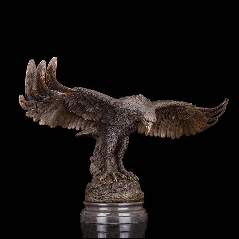 Durable Artworks Glede Vintage Brass Eagle Flying Sculpture Garden Decor Bronze Statue With