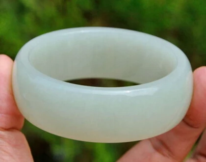 

437 60mm Natural Hetian White Nephrite Jade Bangle Bracelet (A0502)