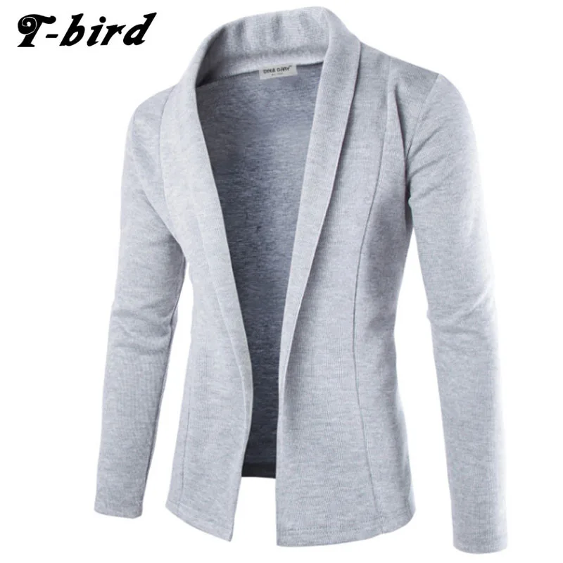 T-bird Sweater Men 2017 Brand Concise V-Neck Sweater Coat Cardigan Male Solid Color Slim Mens Cardigan Sweater Coat Man XXL KS