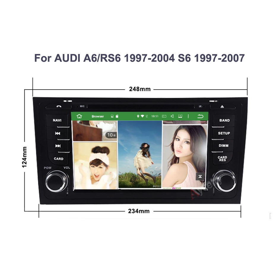 Perfect DSP IPS 8 Core 4G 64G 2 Din android 9.0 Car Multimedia dvd Player GPS Navigation audio For Audi A6 S6 RS6 Car radio stereo obd2 0