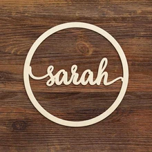 Пользовательское имя деревянный знак круг имя персонализированный детский Знак имени детской комнаты стены двери украшения 1 день рождения, детский душ подарок