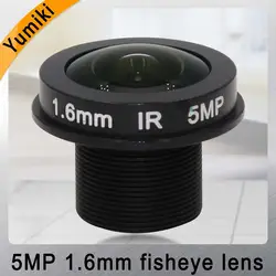 Yumiki Fisheye 5MP 1,6 мм видеонаблюдения Камера объектив HD 5,0 мегапиксельная F2.0 1/1. 8 "формат изображения M12 крепление широкий угол обзора 180 градусов