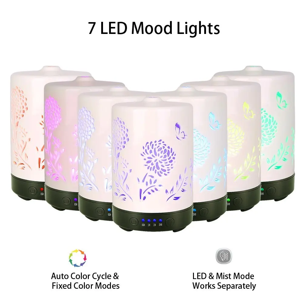

Ceramic Aromatherapy Essential Oil Diffuser Cool Mist Humidifier 4 Time Setting for Home Office Bedroom Living Room Yoga Spa