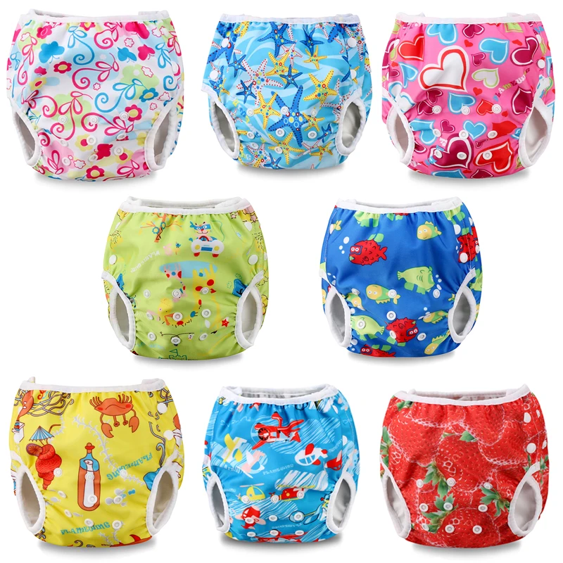 Baby Infant Boy Girls Animal Print Adjustable Swim Diaper Waterproof