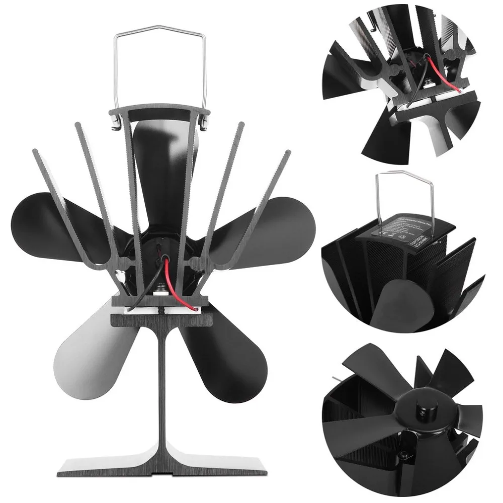 

(Ship From DE)5 Blades Stove Fan Large Airflow Eco Friendly Heat Powered Stove Fan for Wood Burning Stove/Log Burner/Fireplace