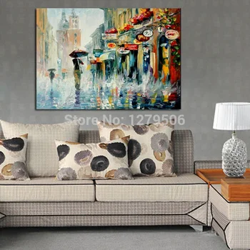 

Handpainted knife thick Oil Painting On Canvas street view picture Modern Wall Art picture handmade painting for home Decor