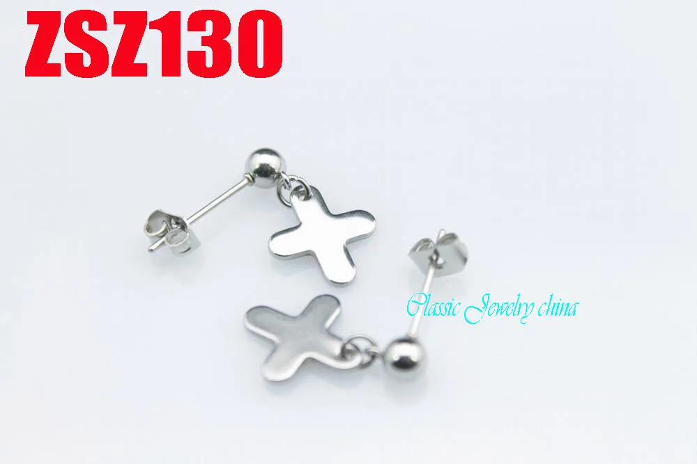 

4mm beads stainless steel cross shape earring ear nail women fashion party decorations Jewelry 10 pair ZSZ130