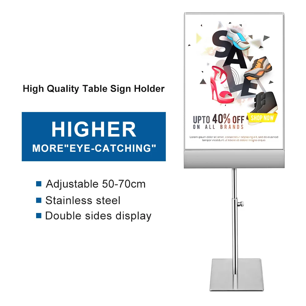 

Adjustable Height Metal Frame Pedestal A4 Poster Stand Sign Holder Display