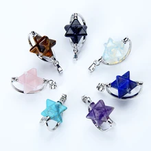 Новинка, 1 шт., подвеска Merkaba с натуральным камнем, для ожерелья, аметисты, опал, дюбсинг, рейки, целебная точка, Wicca, очаровательные ювелирные изделия