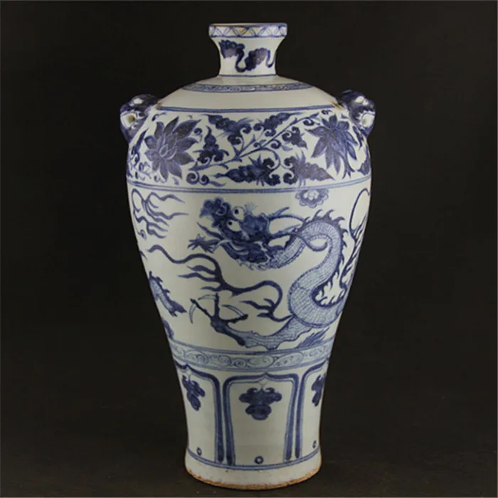 9 Antique YuanDynasty porcelain vase,Blue dragon bottle 8 ,Hand