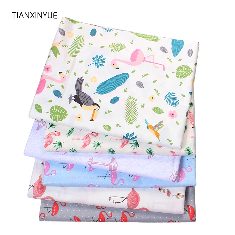 

TIANXINYUE 6Pcs/lot,flamingos Series Twill Cotton Fabric,Patchwork Cloth,DIY Baby&Child Sewing Quilting Fat Quarters Material