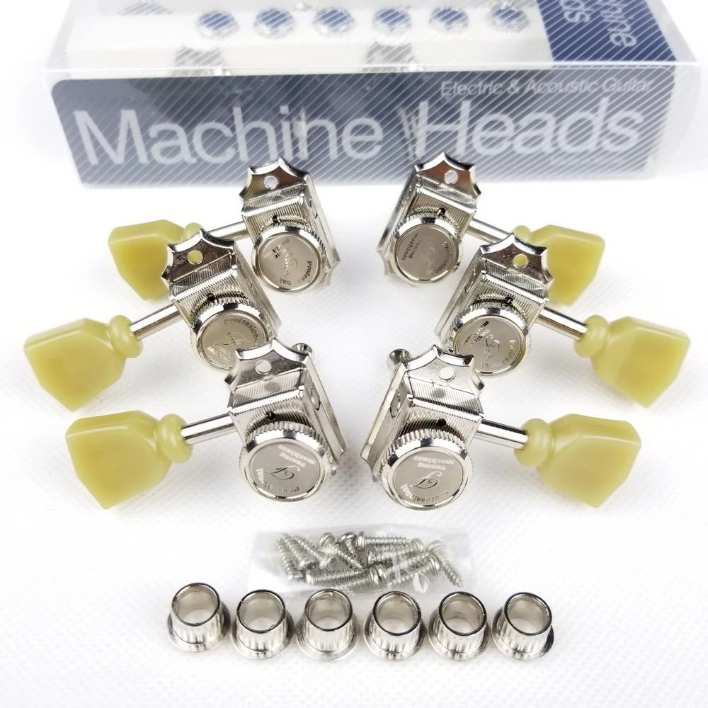 

1 Set 3R3L Vintage Deluxe Locking Electric Guitar Machine Heads Tuners For LP SG Electric Guitar Nickel Tuning Pegs