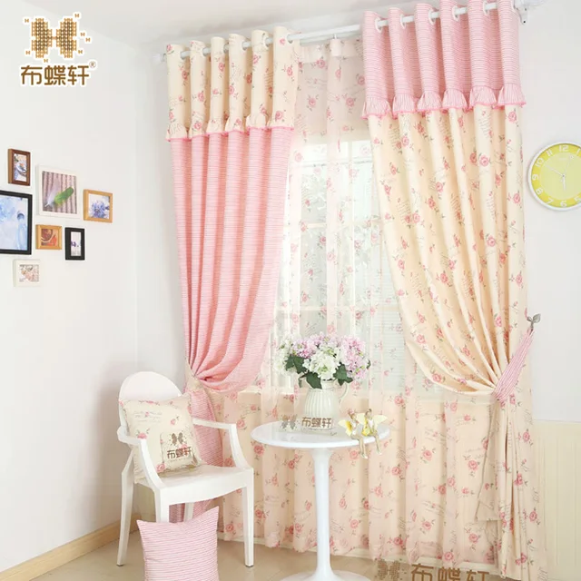 So Beautiful Pink Striped D For Princess Children S Room Pink Striped D For Princess Children S Room Bedroom Beige Fl Cotton Curtains