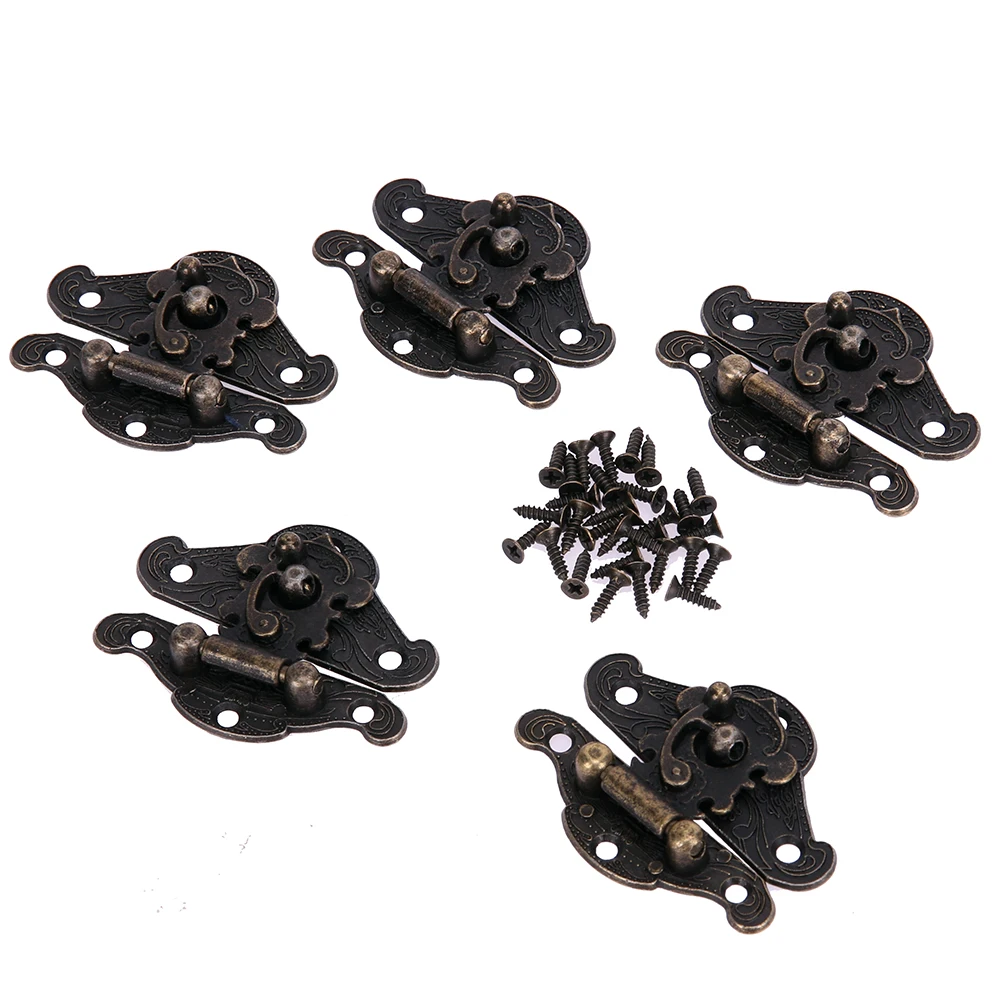 5 Pairs Antique Bronze Hasps Latches For Jewelry Box Drawer Decorative
