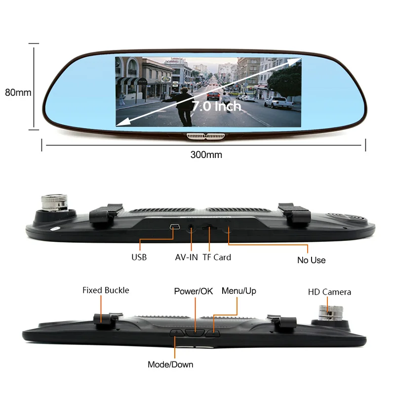 Автомобильный видеорегистратор Full HD 1080P dashcam 7,0 дюймов ips сенсорный видеорегистратор камера с двумя объективами с камерой заднего вида Авто регистратор видеорегистратор