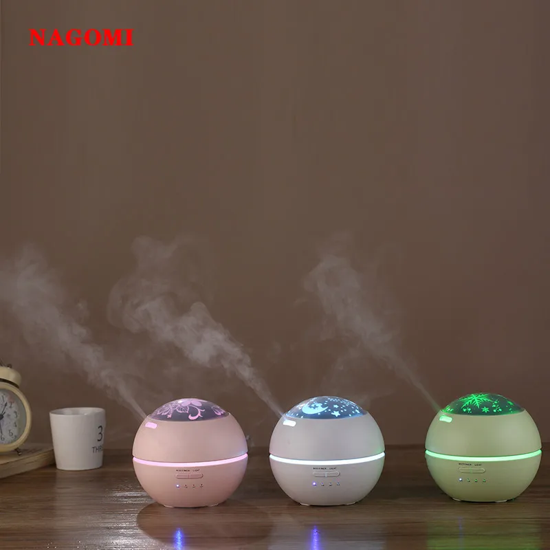 

150ML Ultrasonic Air Humidifier Light Shadow Films Aromatherapy Essential Oil Diffuser For Home SPA With Colorful Night Light