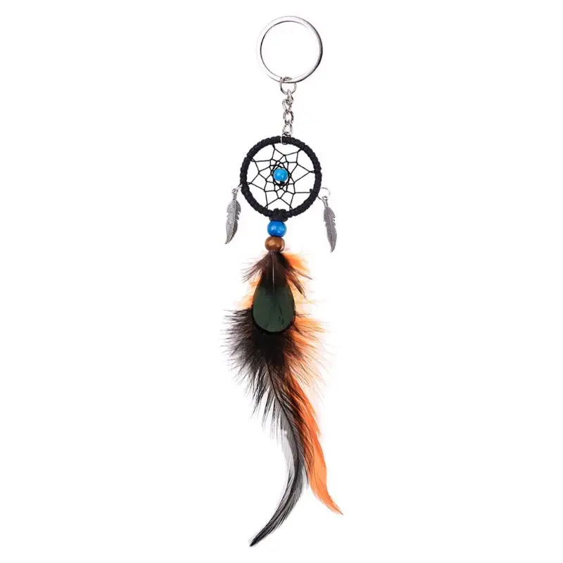

Key Ring Braided Handmade Bohemia Chain Pendant Car Decoration Dangle Ethnic Vintage Dream Catcher Crafts Feather 2019 Gifts