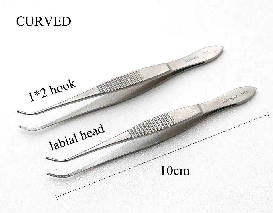 Suzhou stronger stainless steel eye tweezers ophthalmic tweezers 10cm medical tweezers platform with double eyelid surgery tools