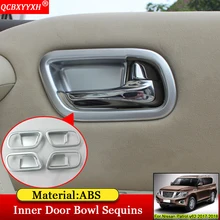 QCBXYYXH автомобильный Стайлинг внутренняя ручка двери рамка внутренняя накладка на дверь блестящий чехол авто аксессуары для Nissan Patrol y62