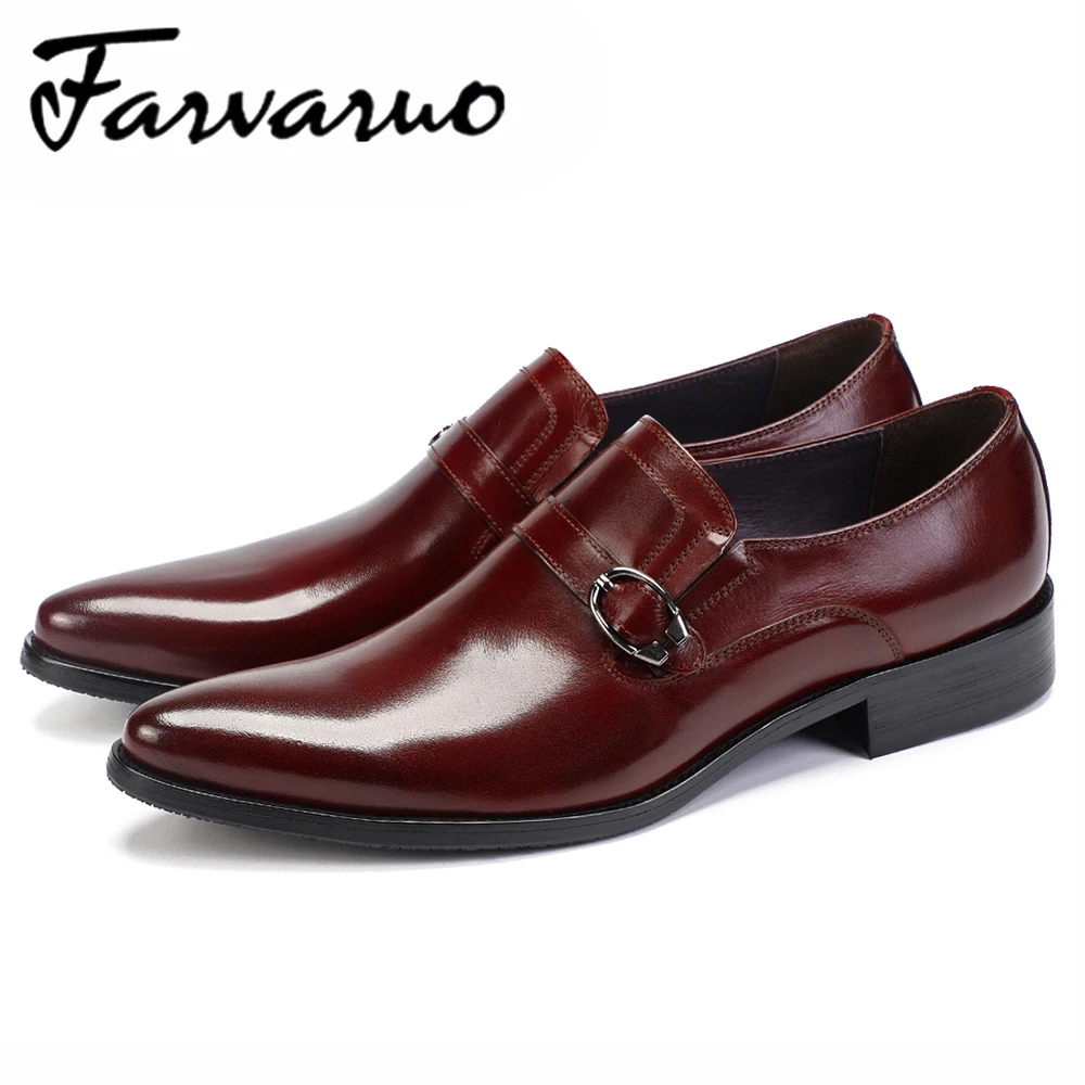 

Farvarwo Office Oxford Shoes for Men Leather 2018 Italian Pointed Wedding Dress Shoes Mens Business Formal Shoes Men Black Flats